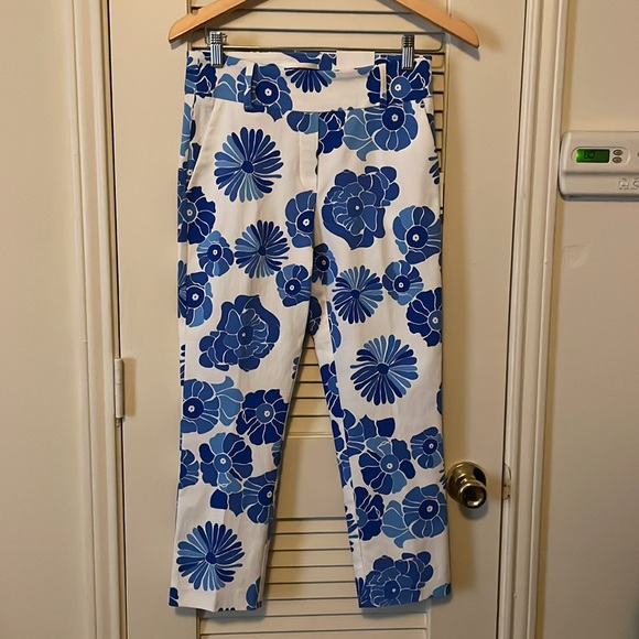 Jules & Leopold Pull On Slim Leg Capri Length blu and white color - Picture 3 of 10